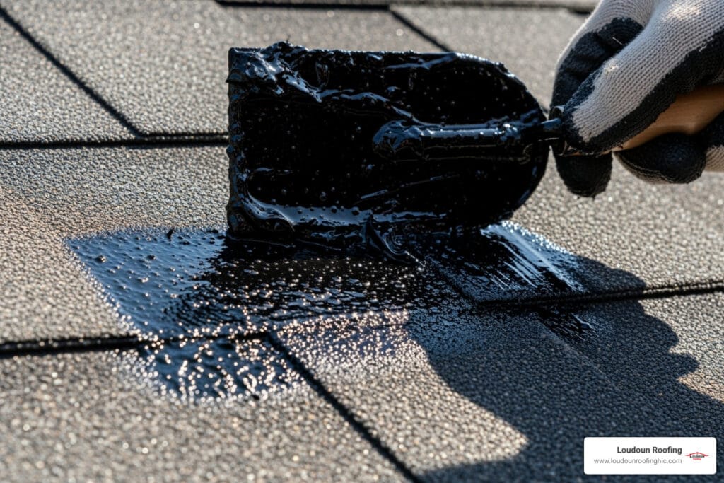 roofing tar on shingles