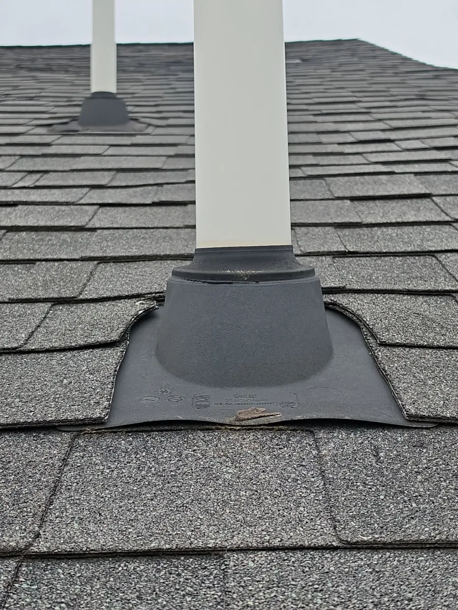 Roof pipe and flashing on the old roof before replacement in Ashburn, VA