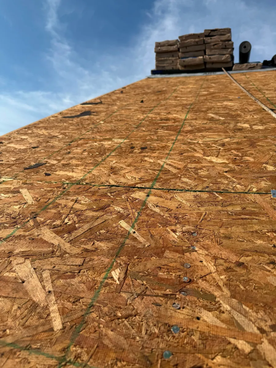Roof decking after the old shingles were removed in Ashburn, VA