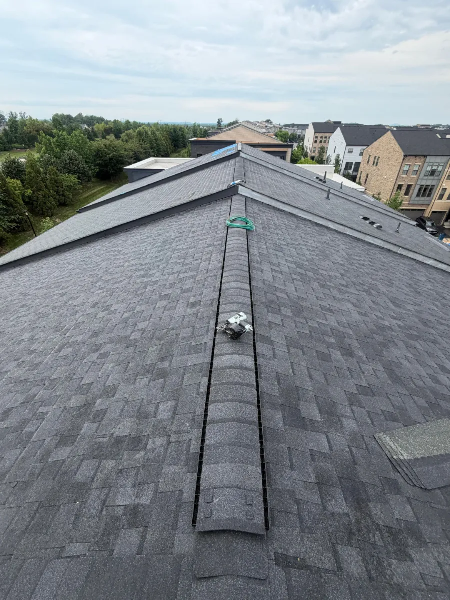 New ridge vent line on a finished roof in Brambleton, VA