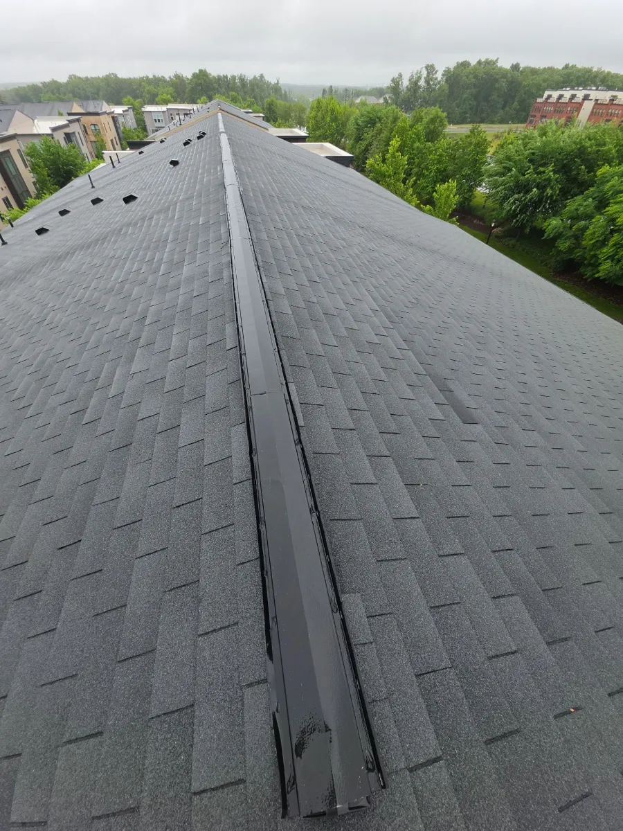Damaged ridge vent on the old roof in Brambleton, VA