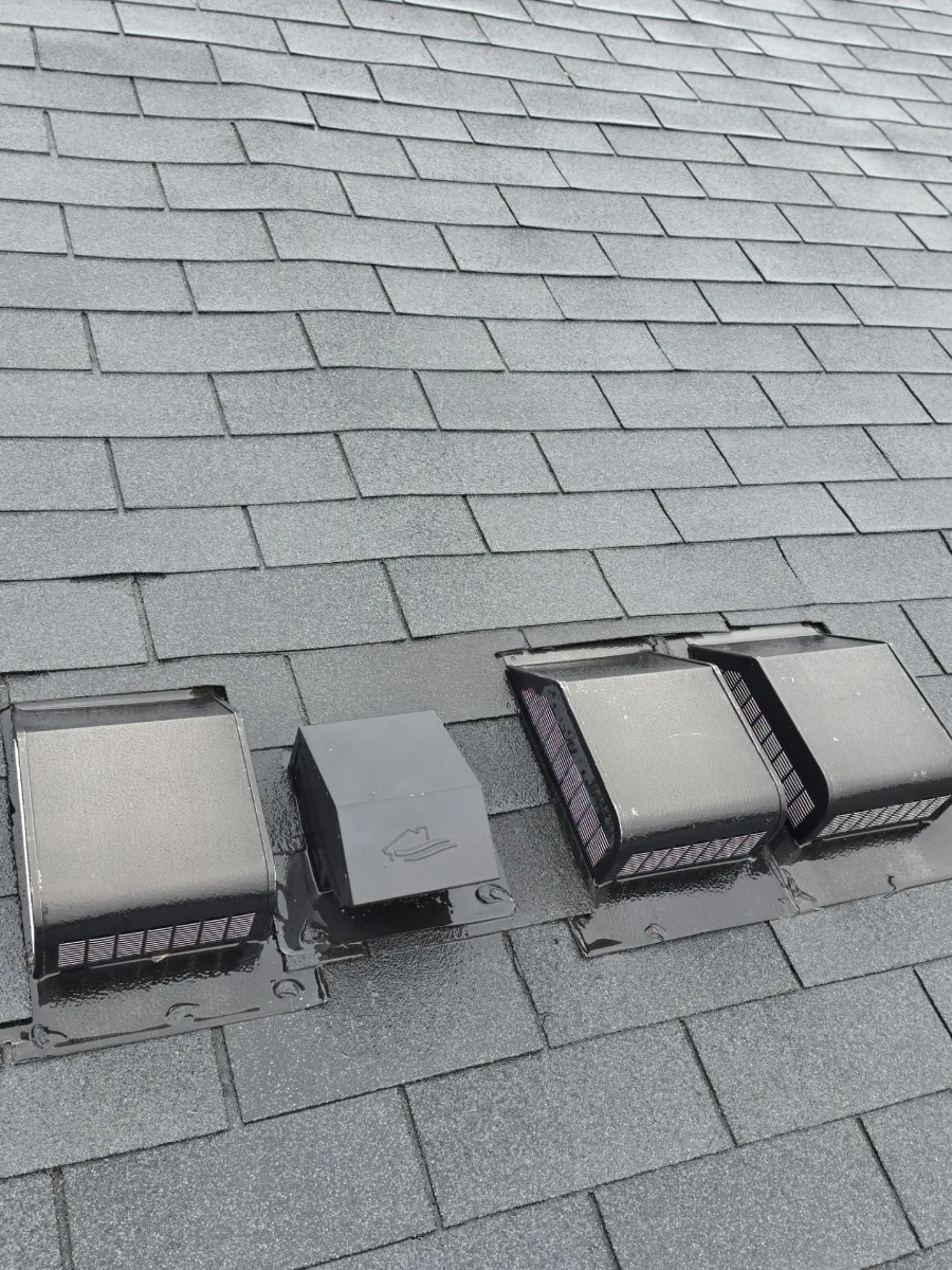 Roof vents on the old shingles before replacement in Brambleton, VA