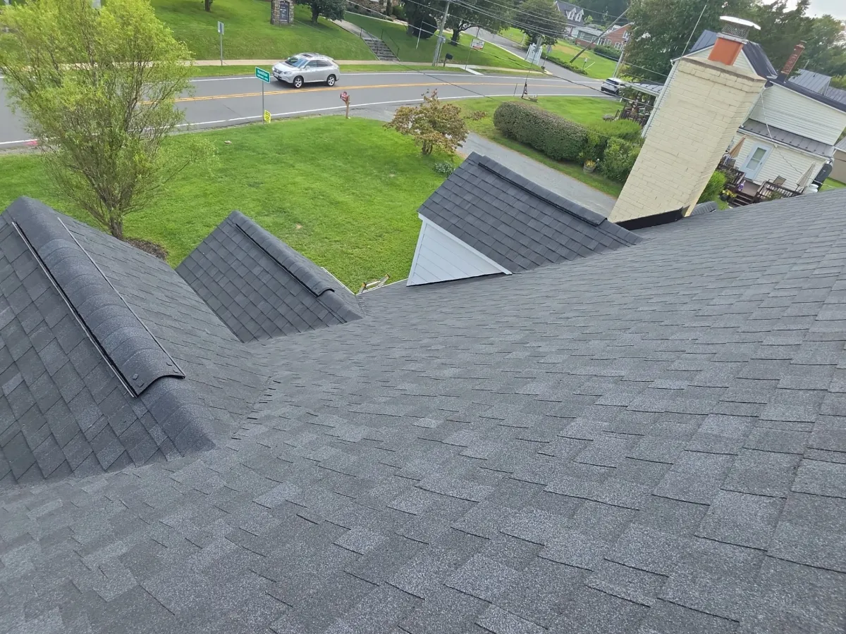 New ridge caps installed on a Hamilton, VA roof replacement