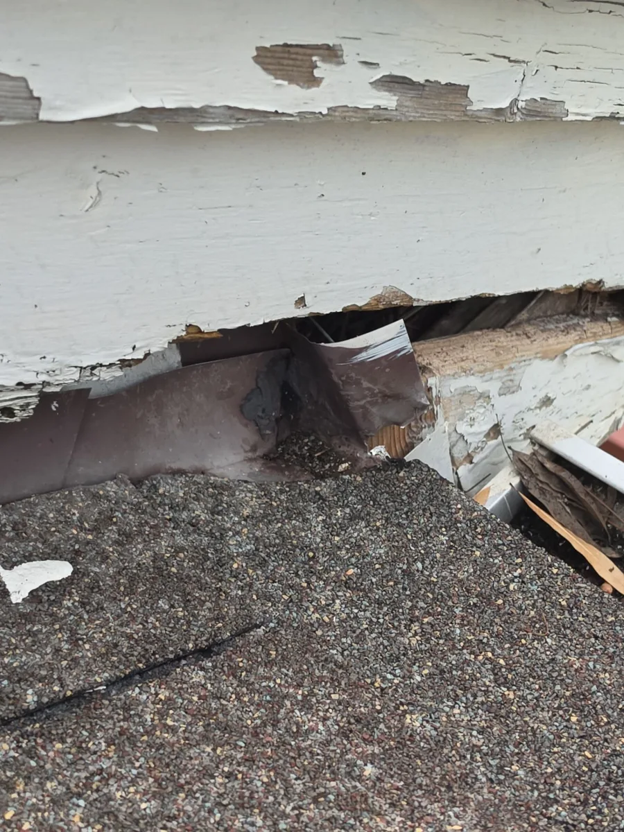 Gap at the flashing where the roof meets the wall on a Leesburg, VA home