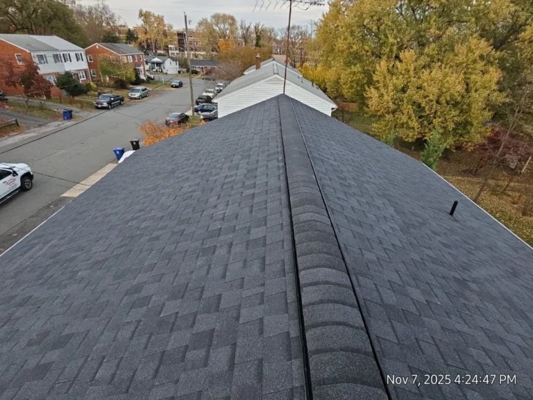 Finished CertainTeed Landmark roof in Moire Black on a Leesburg, VA home
