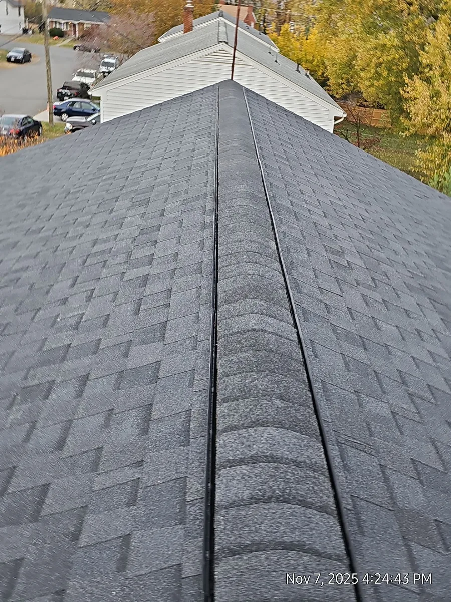 New ridge caps on the finished Leesburg, VA roof