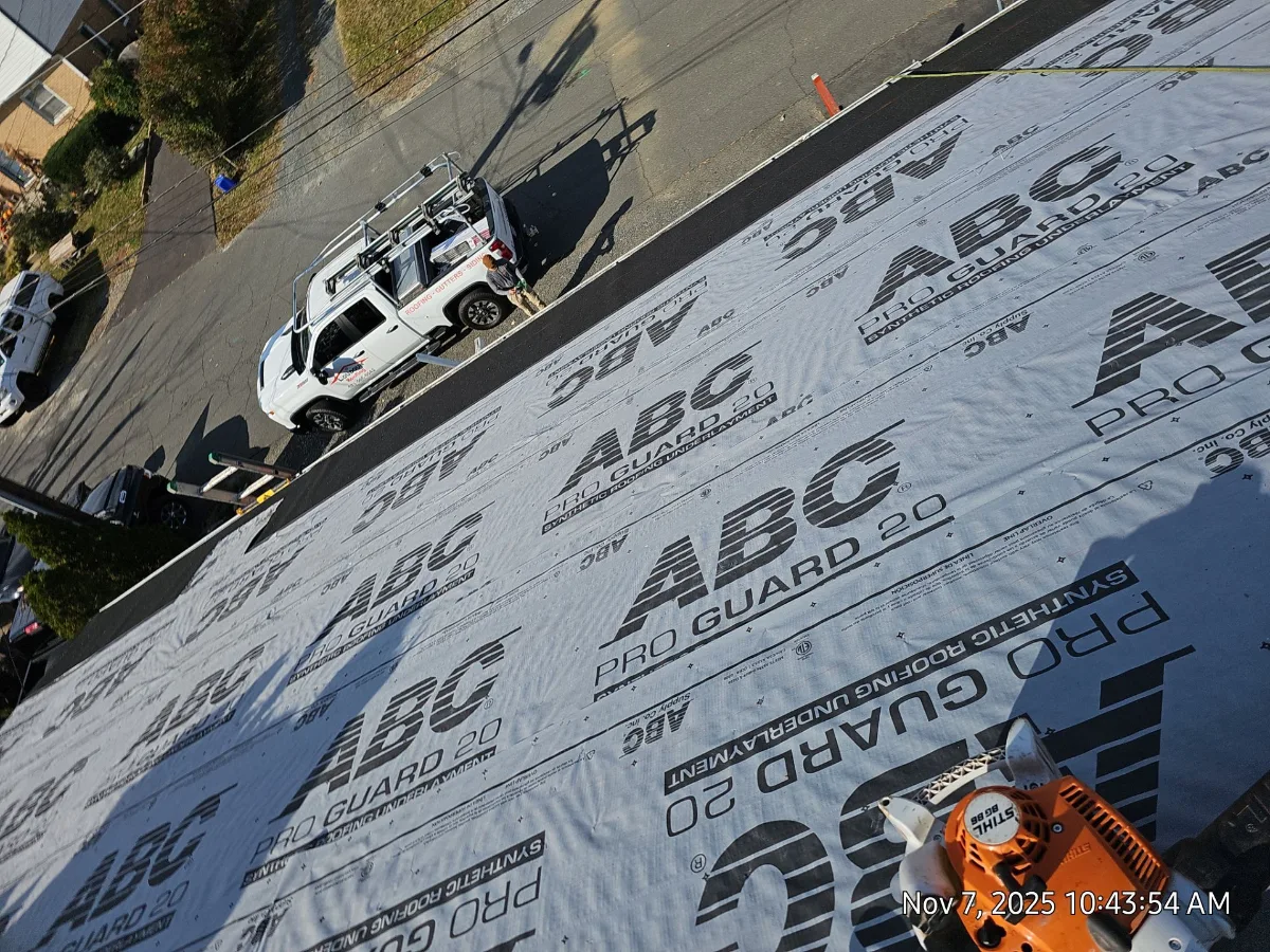 New synthetic underlayment installed on a Leesburg, VA roof